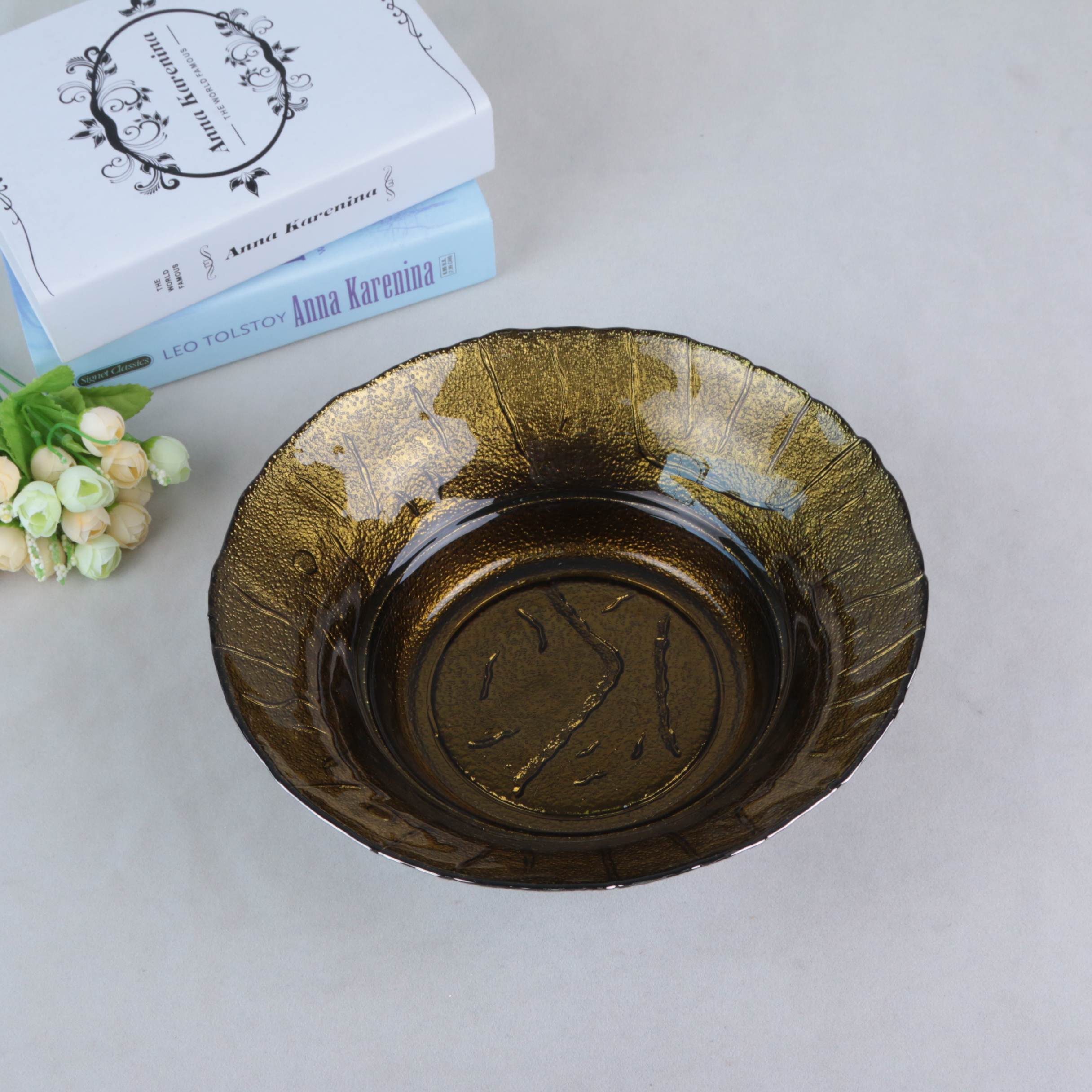 玻璃婚庆主盘家用餐具餐盘圆形托盘水果盘