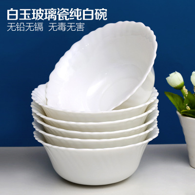 Lhw45-lhw100 white food treasure chinbull white jade glass bowl soup bowl noodle bowl