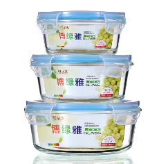 陶煲王圆形保鲜盒高硼硅耐热玻璃保鲜碗微波炉可用
