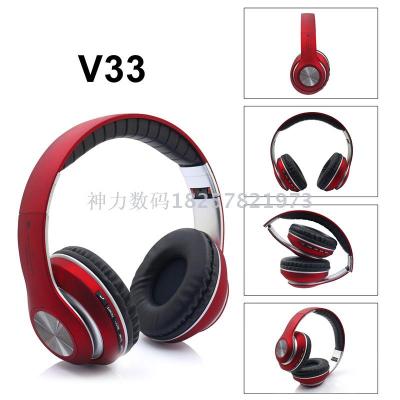 Manufacturer wholesale hot new - style head-mounted bluetooth headset V33 classic 4-color wireless bluetooth headset