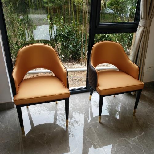 Guiyang Star Hotel Lobby Table and Chair Resort Hotel Leisure Dining Chair Club Metal Imitation Wooden Chair