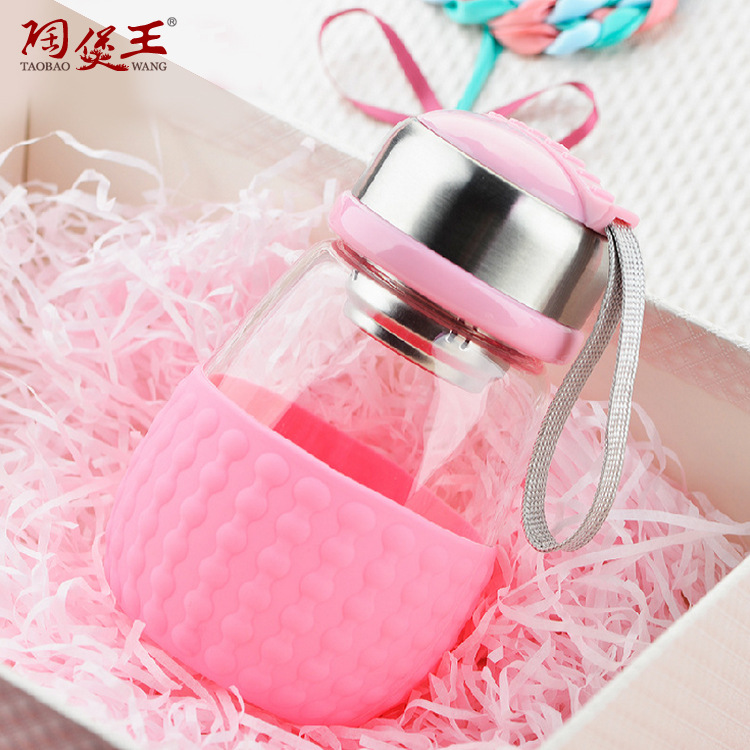 陶煲王新款金铃子萌杯 小葫芦儿童水杯 玻璃企鹅杯