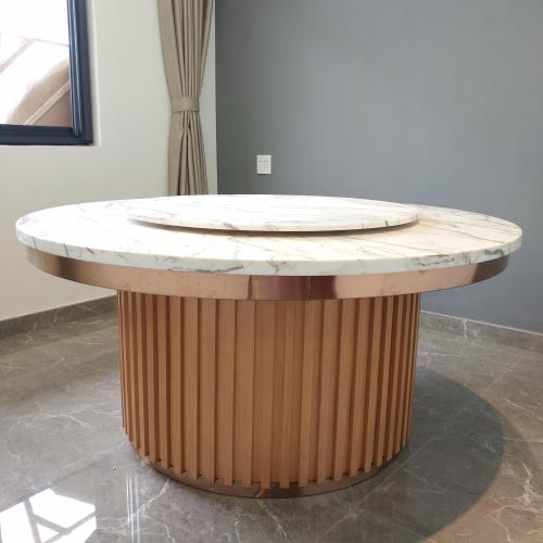 Hangzhou Hotel New Chinese Marble Dining Table Living Room Modern Minimalist Dining Table round Table Customization 