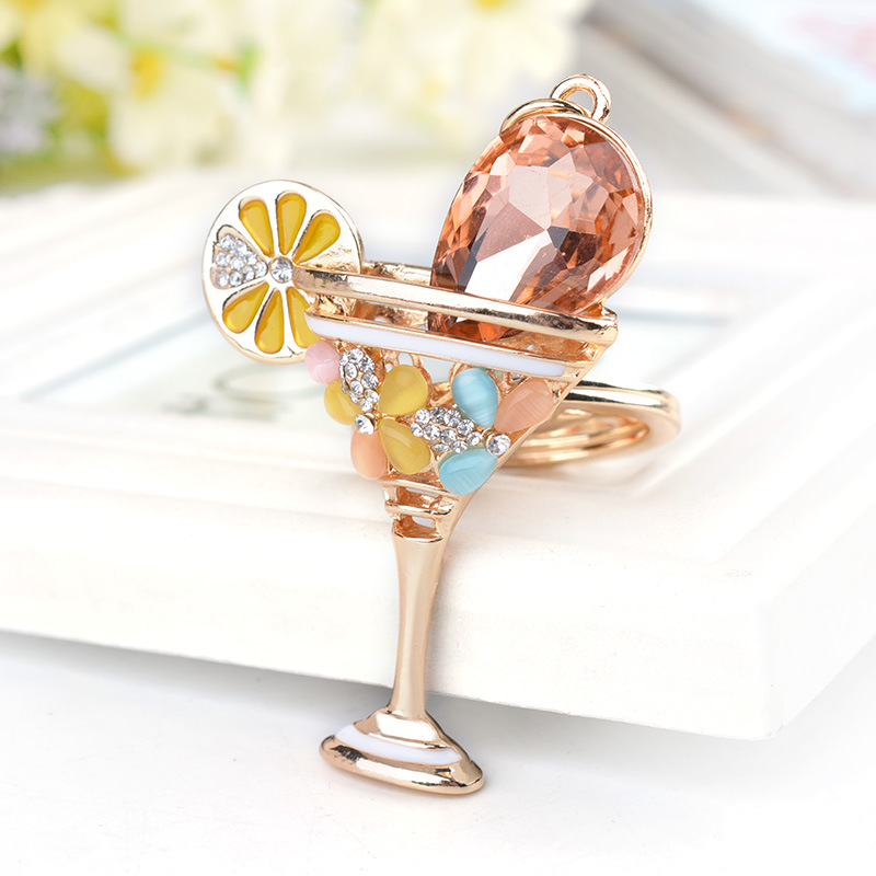 新款创意冰淇淋金属钥匙扣热卖时尚酒杯包包挂饰汽车挂件