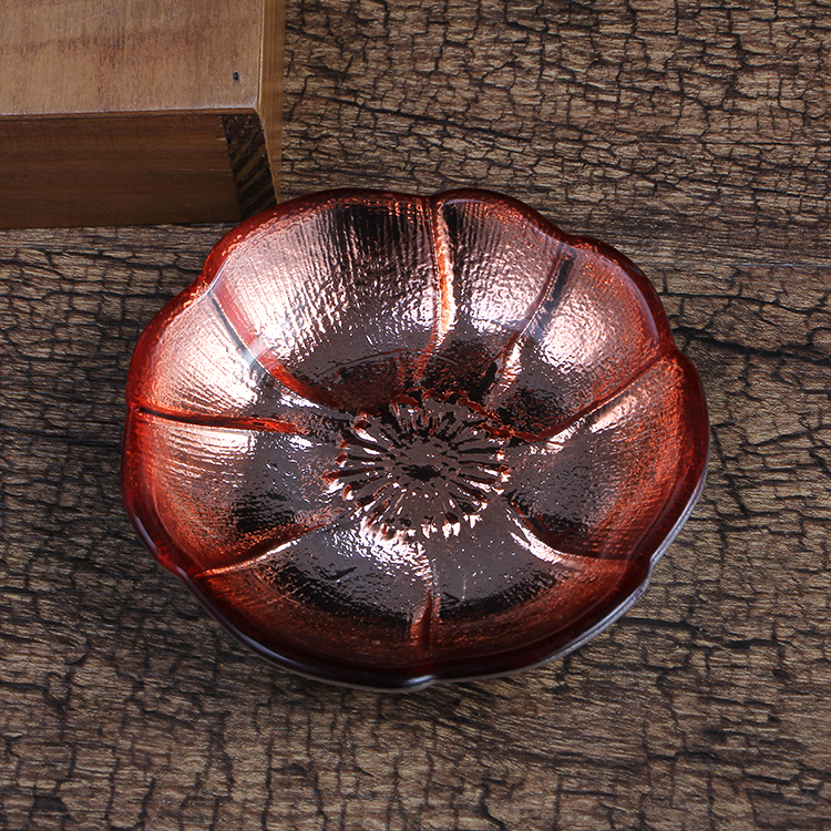 厂家定制彩色玻璃盘子 甩制色料玻璃盘子