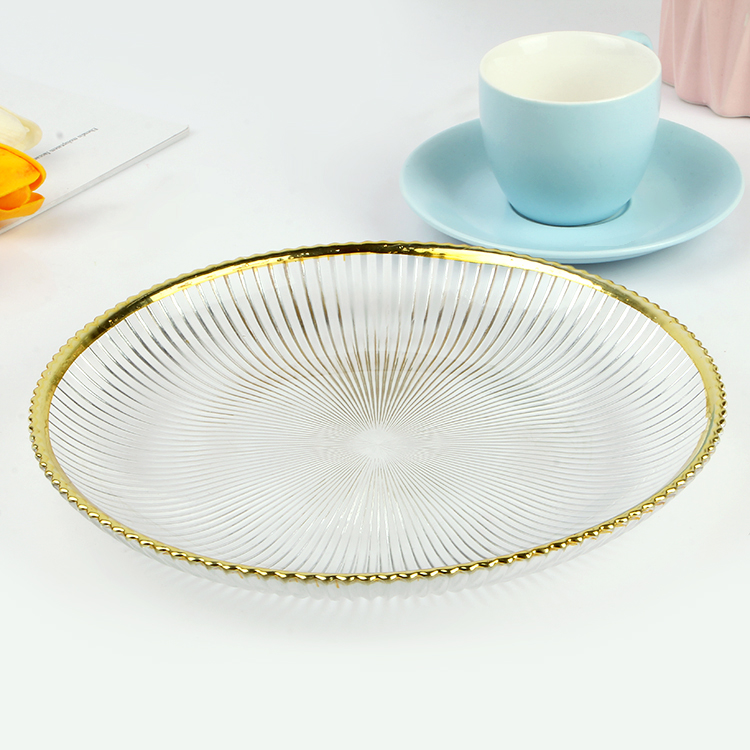 厂家定制彩色玻璃盘子 甩制色料玻璃盘子