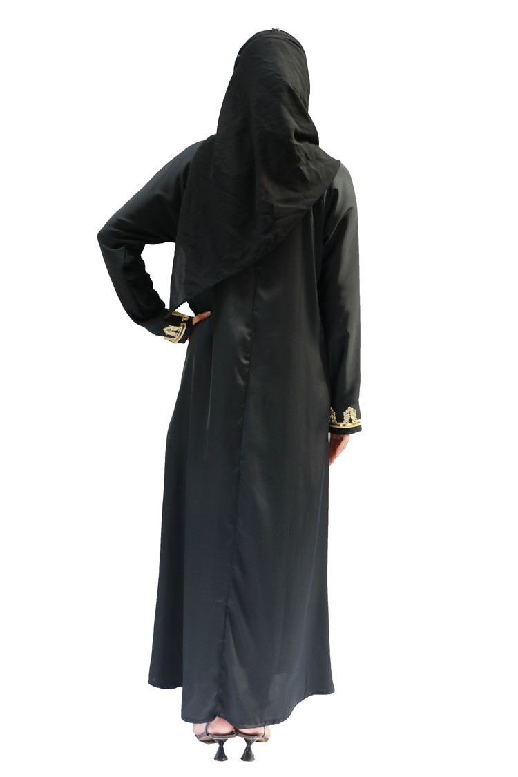 穆斯林单层黑袍简约带绣边厂家直销混色混码现货可拿详情13