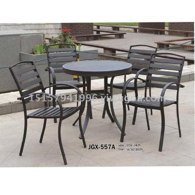 Outdoor Garden Courtyard Leisure Terrace Antiseptic Wood Outer Swing Chair  Imitation Wood Table and Chair Combination