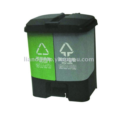 Manufacturers direct foot trashcan classified twin garbage bin environmental trash bin 55L