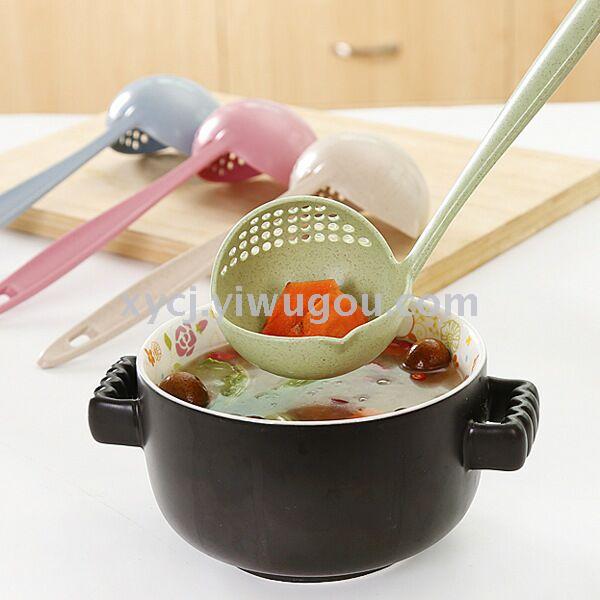 Long-handled dual-purpose large soup spoon, thickened hot pot ladle, plastic porridge ladle, household soup spoon and strainer pic 2