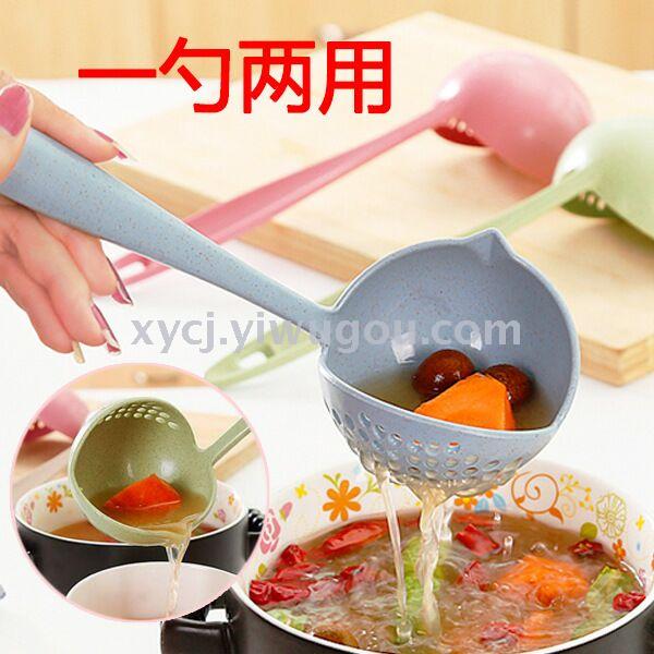 Long-handled dual-purpose large soup spoon, thickened hot pot ladle, plastic porridge ladle, household soup spoon and strainer pic 4