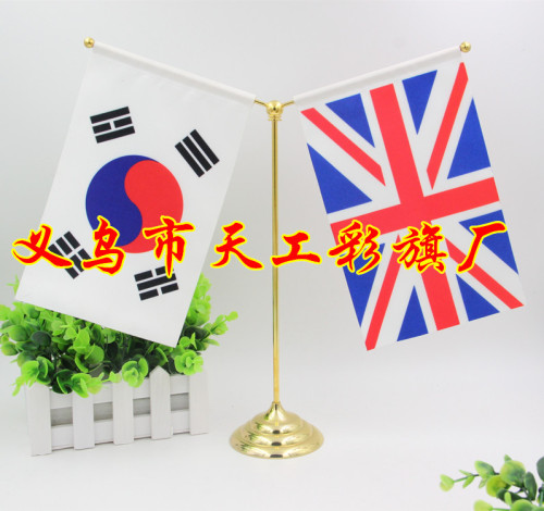 Wholesale Metal Gold Double Pole Tble Runner Hanger Custom Flag Stainless Steel Hand Flagpole Bicycle Head Flagpole