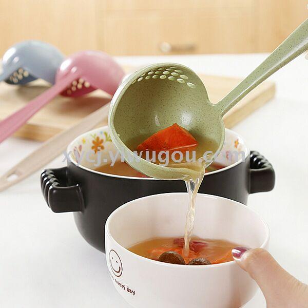Long-handled dual-purpose large soup spoon, thickened hot pot ladle, plastic porridge ladle, household soup spoon and strainer pic 3
