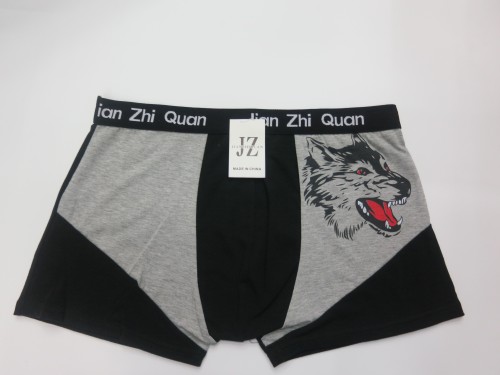 jz men‘s underwear sports wolf head printed polyester cotton boxers 6xl wide-brimmed boxers