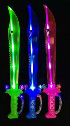 Factory Wholesale Flash Music Shark Knife Shark Sword Induction Stall Hot Sale Children‘s Luminous Toys