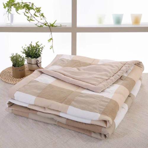 Ywxuege Washed Cotton Summer Quilt Air Conditioning Quilt Double Summer Quilt Student Quilt Children Quilt-Large Plaid Coffee