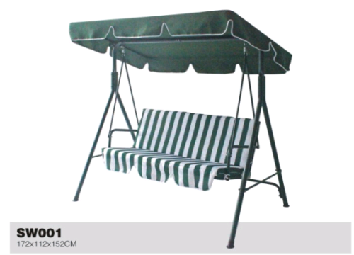 Factory Hot-Selling Garden Green and White Stripes Single Double Three-Person Swing
