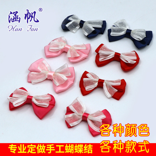 hanfan Ribbon Korean-Style Double-Layer Two-Color Formal Wear Business Wear Three-Fold Waiter Men‘s Wedding Bow Tie