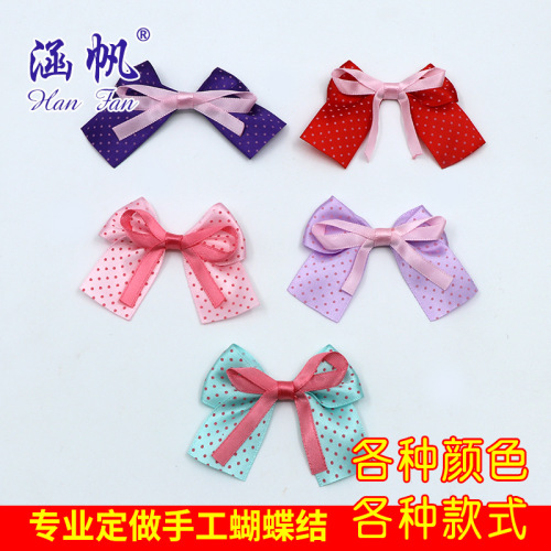 Exquisite Handmade Decorative Accessories Ribbon Bow Hair Accessories Polyester Printing Point Ribbon Factory Direct Sales