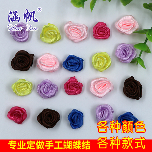 Factory Wholesale Ribbon Satin Ribbon Rose Small Flower/Rose with Leaves/Small Rose/Backhand Small Flower