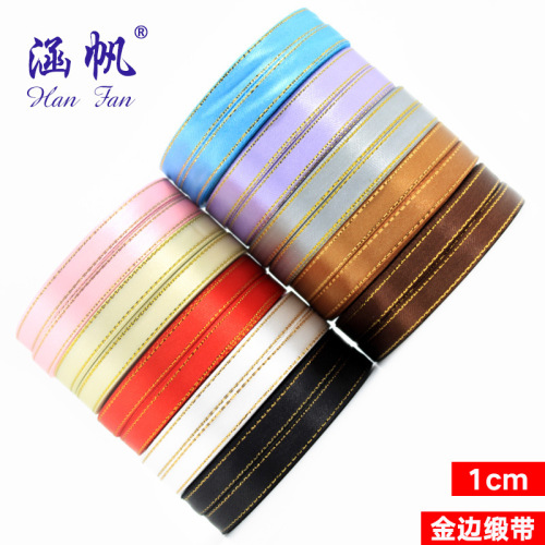 1cm Golden Edge Ribbon 3 Points Multi-Color Available in Stock Gift Packing Tape Headdress Accessories Clothing Accessories， Etc.