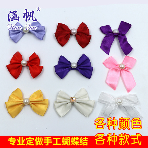 pearl dovetail bow wedding candies box packaging bow professional hand-beating ribbon bow headwear