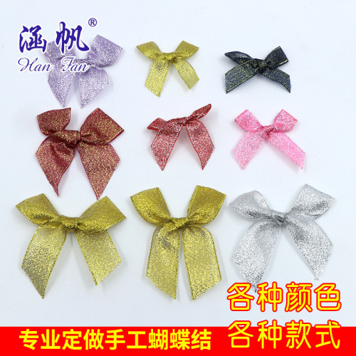 yiwu manufacturers customized gold and silver colored onion ribbon bow handmade ribbon bow hand bow bow