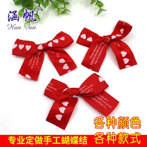 printing bow wholesale custom production of various ribbon weave bow factory direct custom pattern
