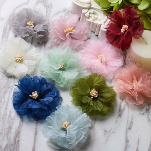 New Korean Style Microfiber Chiffon Flower Diy Clothing Hair Accessories Headdress Flowers Accessories Wholesale Flower Accessories Accessories