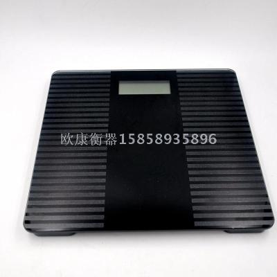 Popular fashion household toughened glass LED electronic scale human health weight 180kg simple stripes