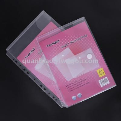 TRANBO magic tape 11 hole transparent file bag with color paper A4 FC file bagOEM