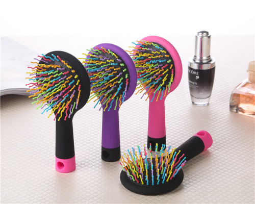 balloon rainbow comb massage health tangle teezer curling comb magic comb portable makeup mirror comb with mirror