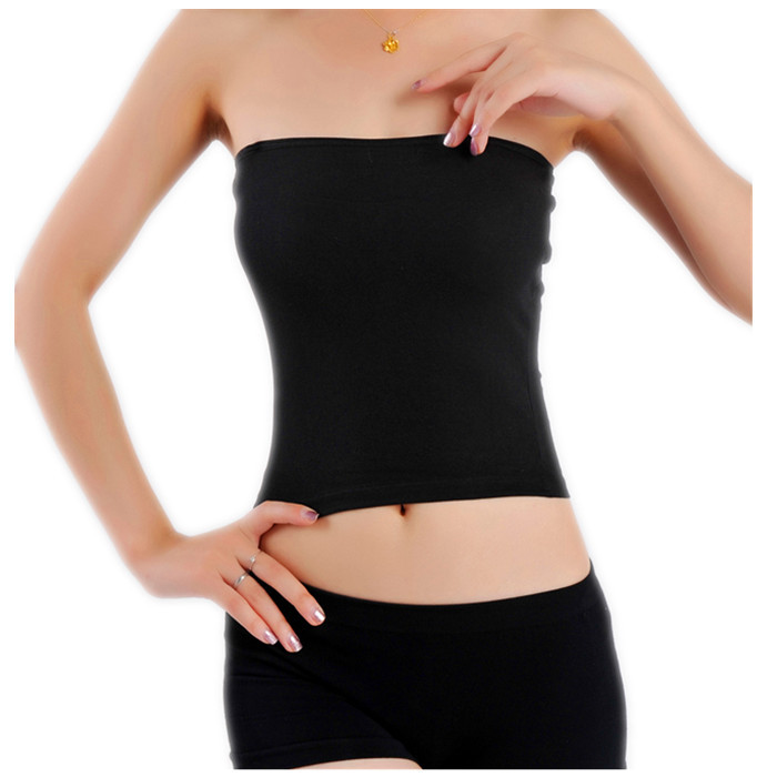 长款单层光面裹胸 加长生态纤维平板抹胸批发 希雅妮3704