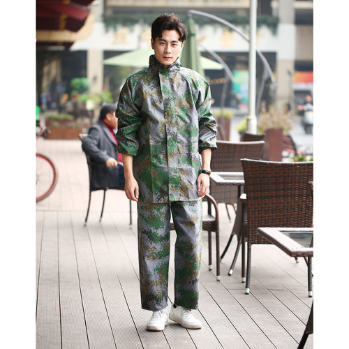 european and american fashion men‘s digital camouflage split raincoat foreign trade hot sale adult outdoor riding raincoat suit