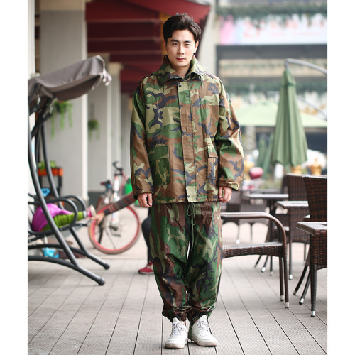 export outdoor fashion camouflage raincoat rain pants suit factory customization wholesale