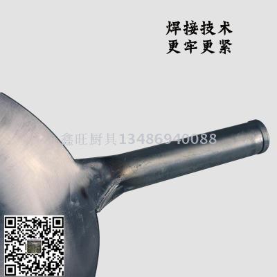 Large size iron pan with thick round bottom and single handle without coating