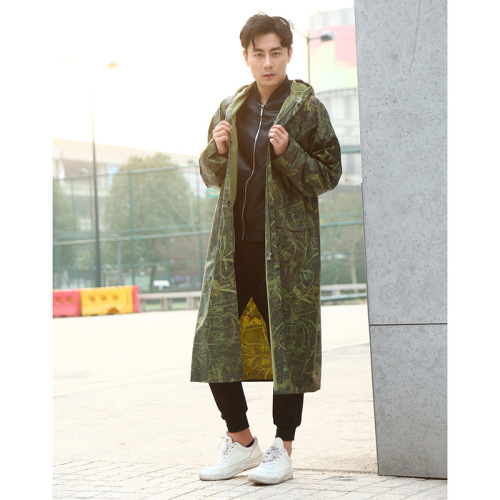 foreign trade korean new pvc camouflage waterproof coat adult one-piece raincoat factory wholesale custom logo