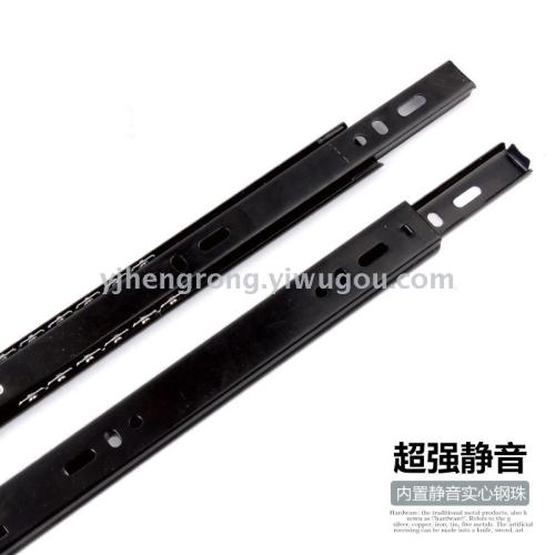 galvanized cabinet drawer slide rail hydraulic three-section track stainless steel slide damping mute black plated guide rail slide rail