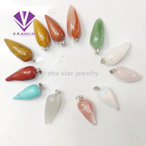 Natural Stone Pepper-Shaped Pendant， Amethyst， Blue Gold， Agate， Gold Sand， Blue Sand， Protein