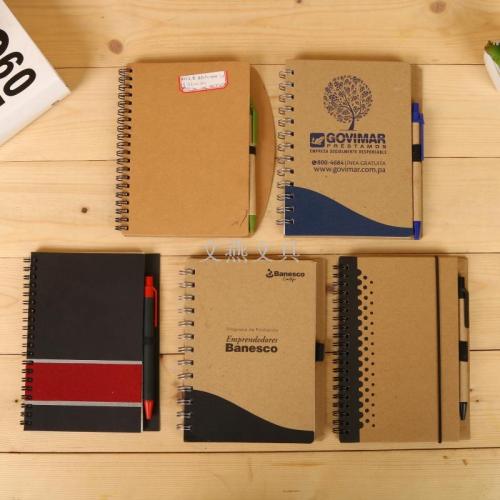 xinmiao multi-functional note book coil book with pen student notebook cowhide notepad diary wholesale customization