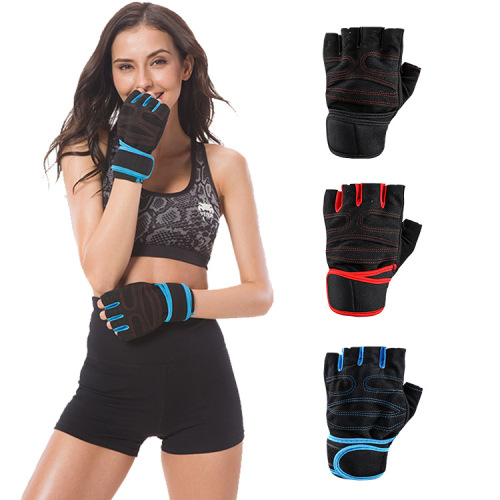 Breathable Fitness Weightlifting Sports Gloves Workout Wrist Guard Half Finger Gloves Non-Slip Palm Thickened Riding Gloves