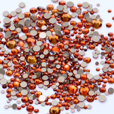 Amber Color Many Size Non Hotfix Gold Bottom Crystal Rhinestones Glass Glue On For Wedding Dresses DIY Nail 