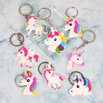 New DIY creative unicorn purple key ring PVC flexible plastic ponies baby pendant circle spot wholesale