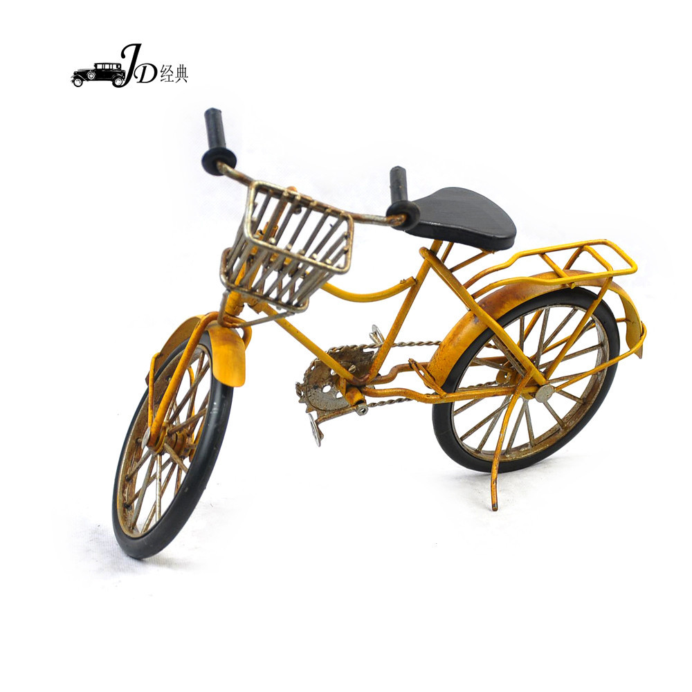 手工复古自行车 老式铁皮车模怀旧摆件家居生日礼品 金属工艺品