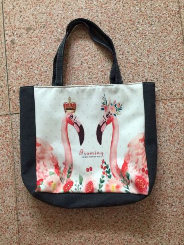 New Shoulder Bag Cloth Bag Shopping Bag Leisure Bag Single Room Portable Digital Printing Flamingo Pattern Can Be Exported