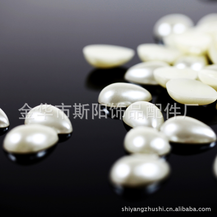 热卖斯阳饰品8*12mm半面水滴烤漆散珠 塑料水滴珠 义乌仿珍珠配件