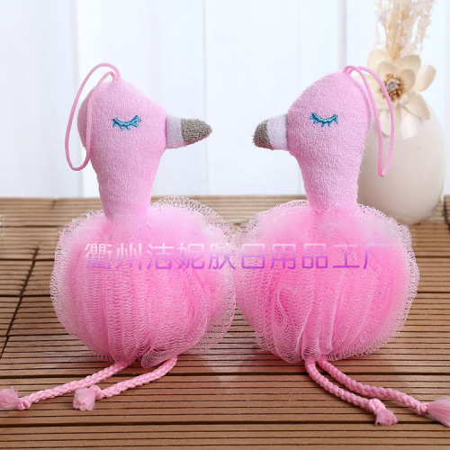 Jie Ni Skin Brand Flamingo Bath Ball Cute Girl Heart Facial Cleanser Original Flamingo Source Factory