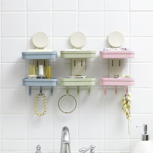 Double Layer Soap Holder Wheat Straw Drain Soap Box Bathroom Rack Soap Holder Soap Holder with Hook