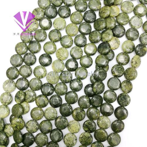 European and American DIY Natural Stone Ornament Accessories Green Edge Stone round Cake-Shaped Double-Sided Arc Surface