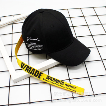 中国有嘻哈帽子TT同款长带子黄色棒球帽男女